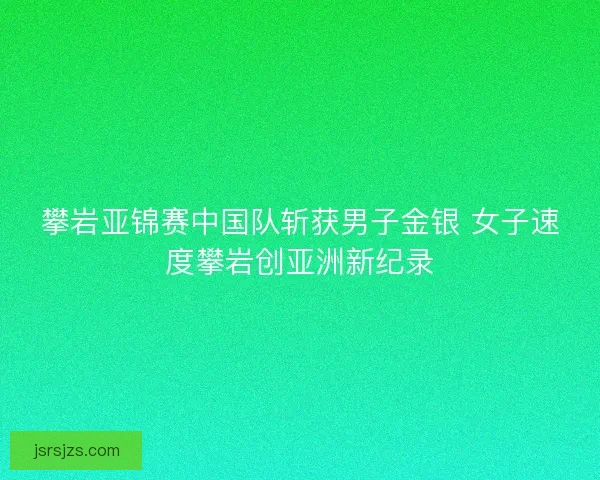 攀岩亚锦赛中国队斩获男子金银 女子速度攀岩创亚洲新纪录